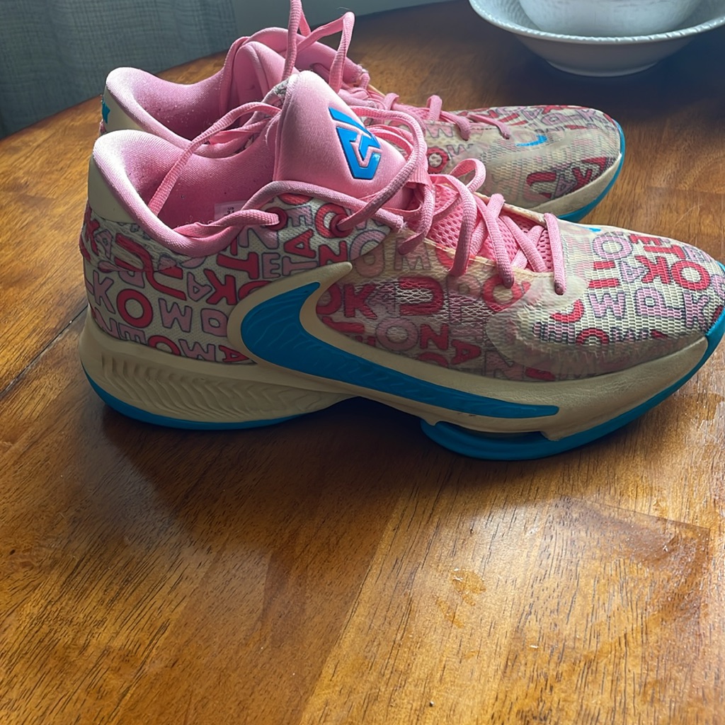 Men Size 9.5- Nike Zoom Freak 4 Low Letter Bros - Coral
